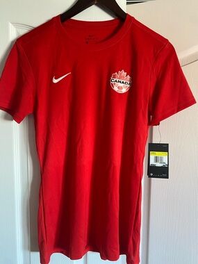 Nike Red Canada Soccer Tee with White Swoosh Dri-fit